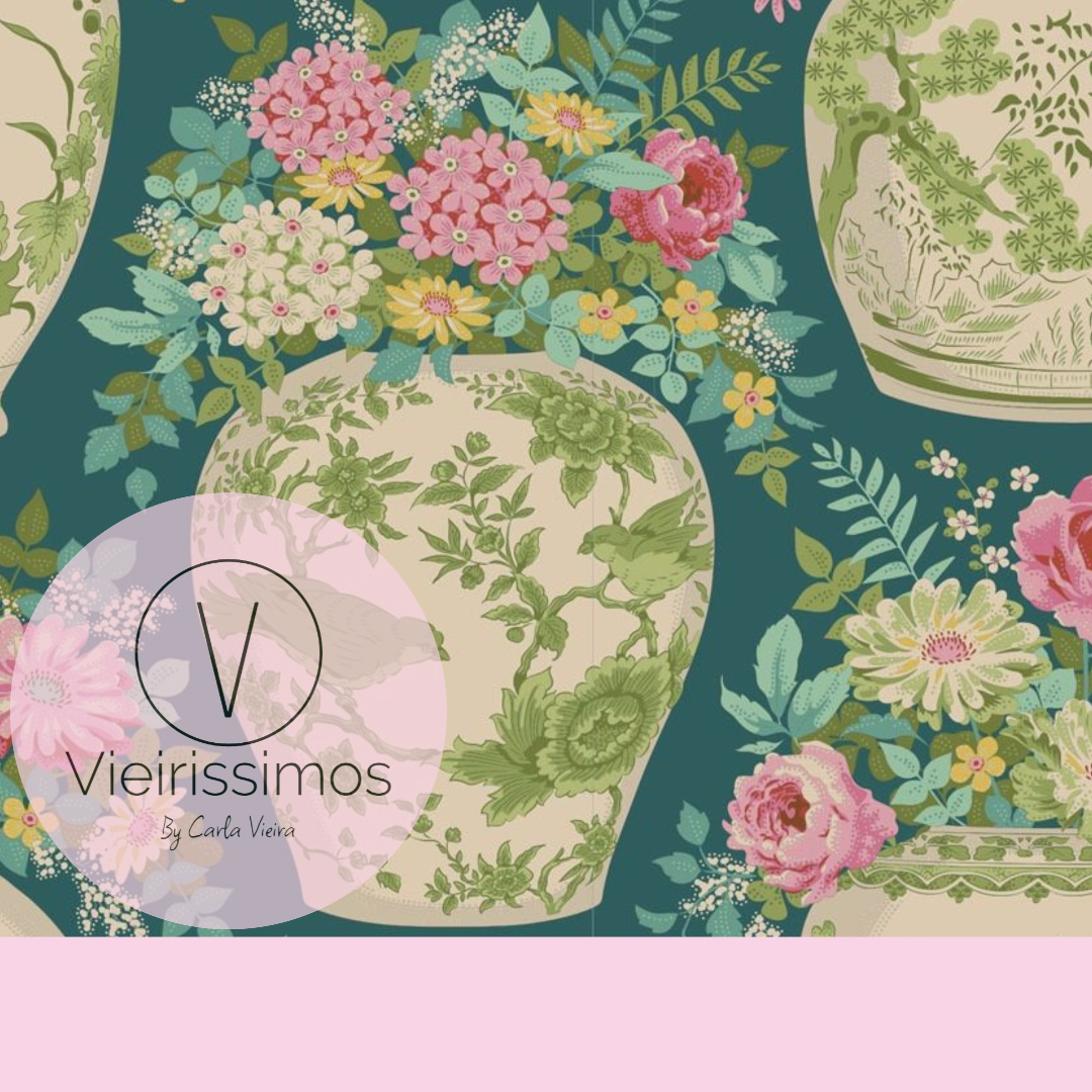 Duo 'Chic Flowervase Petrol' — Porta‑chaves & Porta Moedas