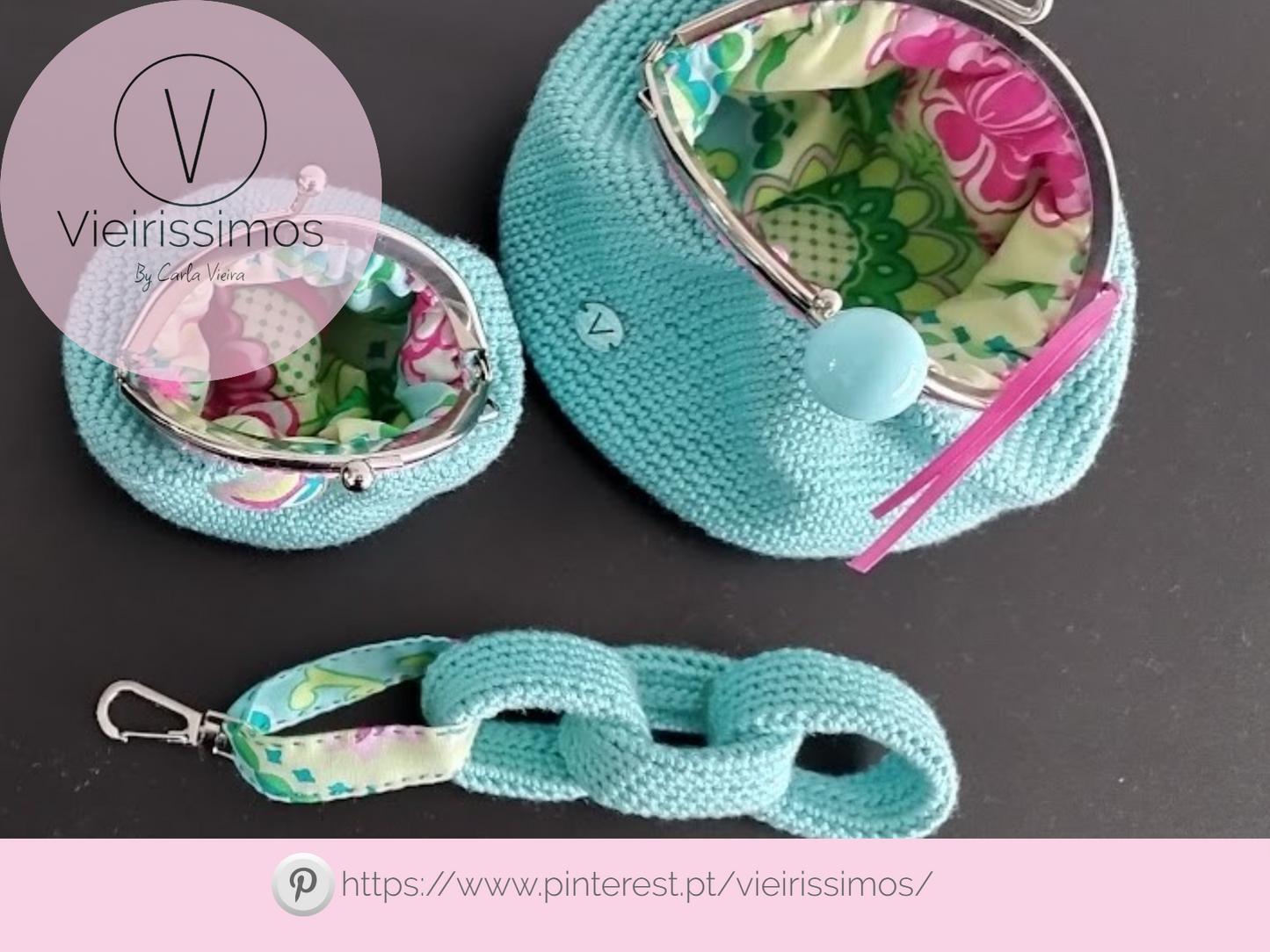 Conjunto Porta- Moedas e Porta-Chaves Azul Turquesa