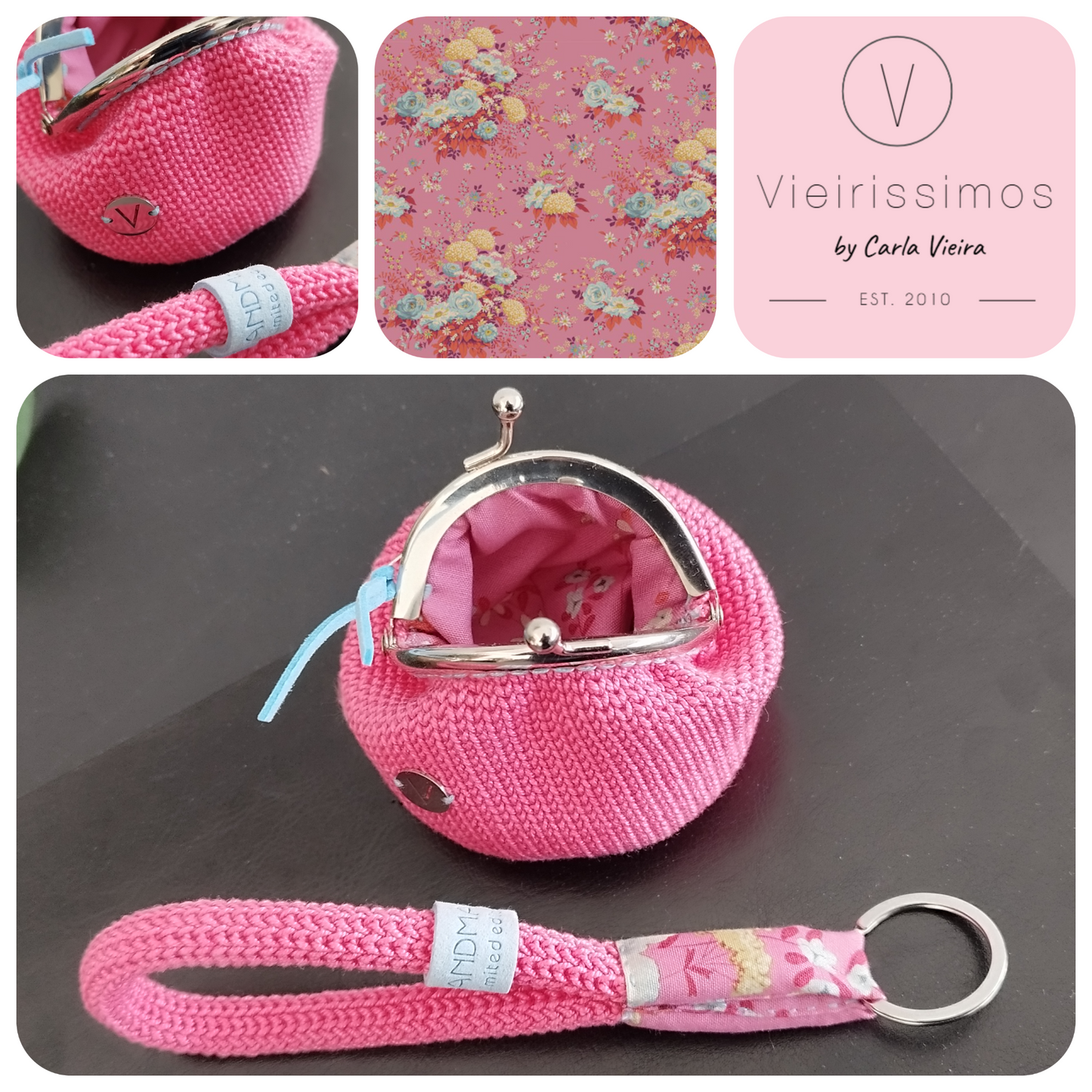 Duo 'Wildgarden Pink' — Porta‑chaves & Porta‑moedas