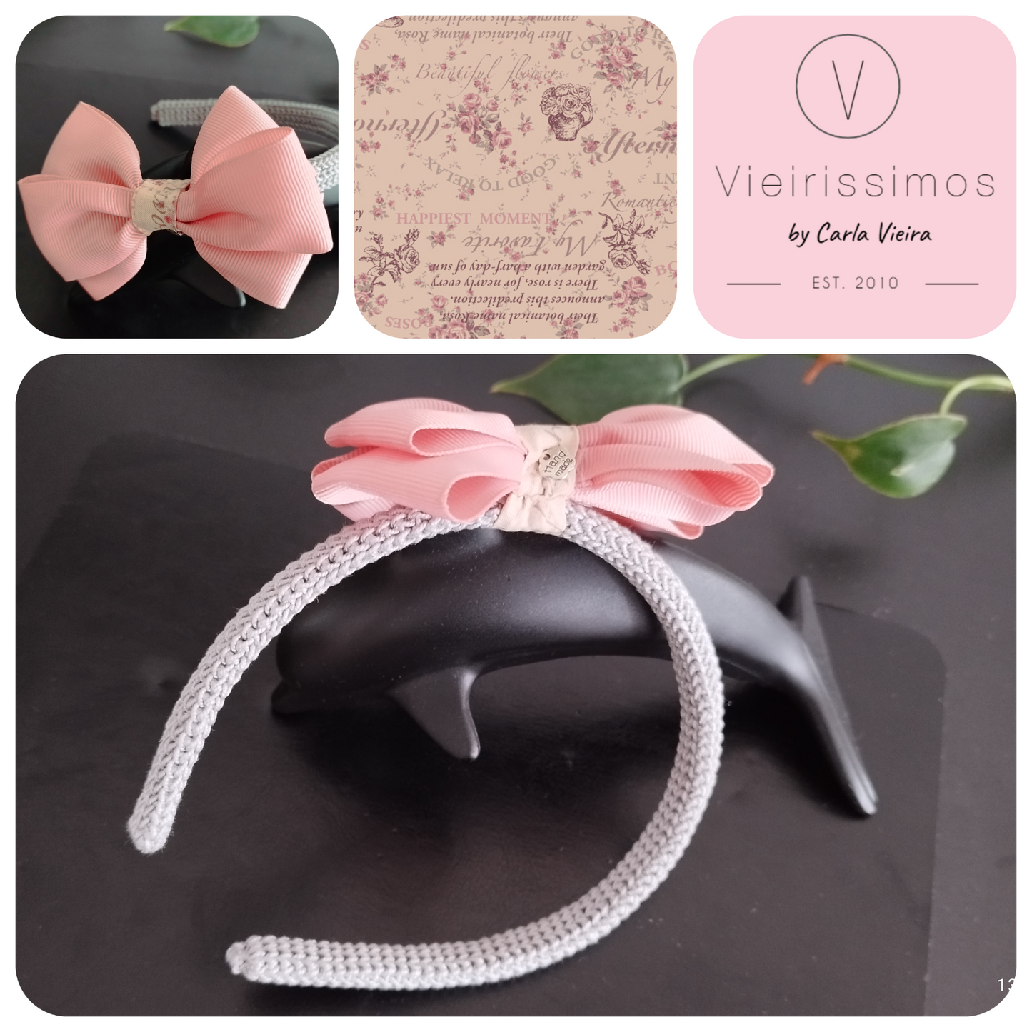 Bandolete 'Romantic Letter Pink' — Crochê & Algodão
