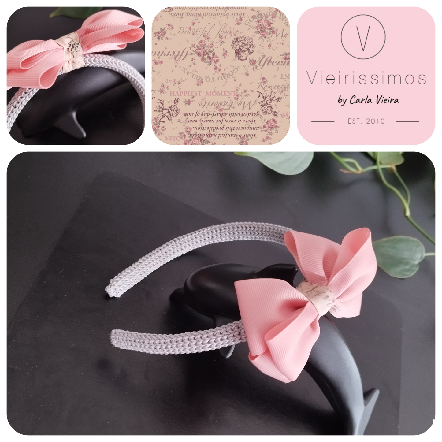 Bandolete 'Romantic Letter Pink' — Crochê & Algodão