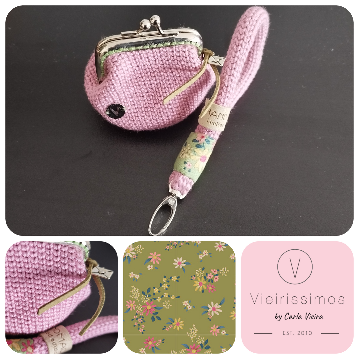 Duo 'Daisyfield Green' — Porta‑chaves & Porta Moedas