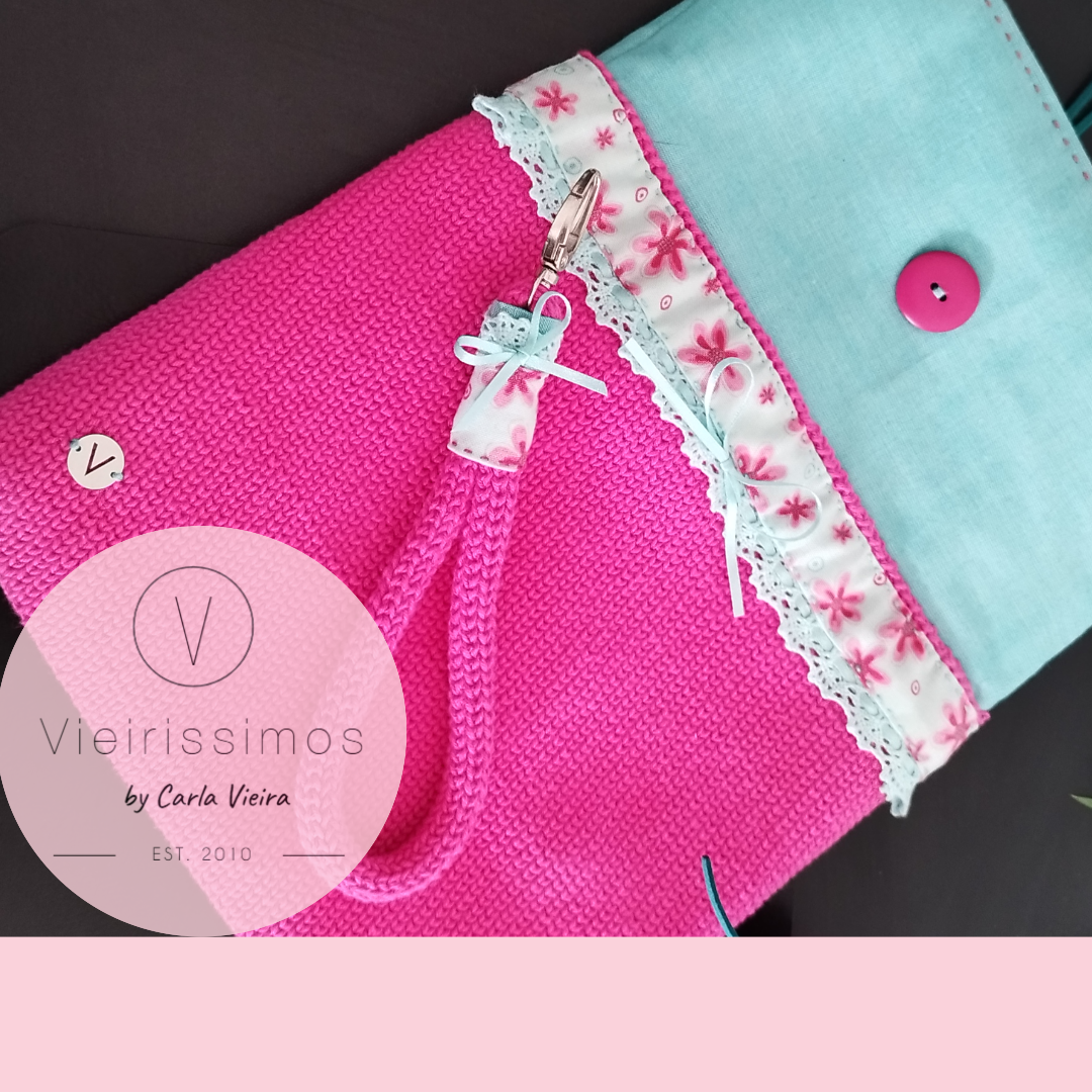 Trio 'Azul & Rosa' — Capa Portátil, Porta‑chaves & Porta Moedas