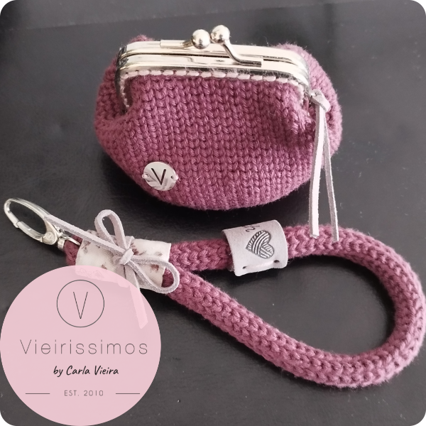 Duo 'Romantic letter gray' — Porta‑chaves & Porta Moedas