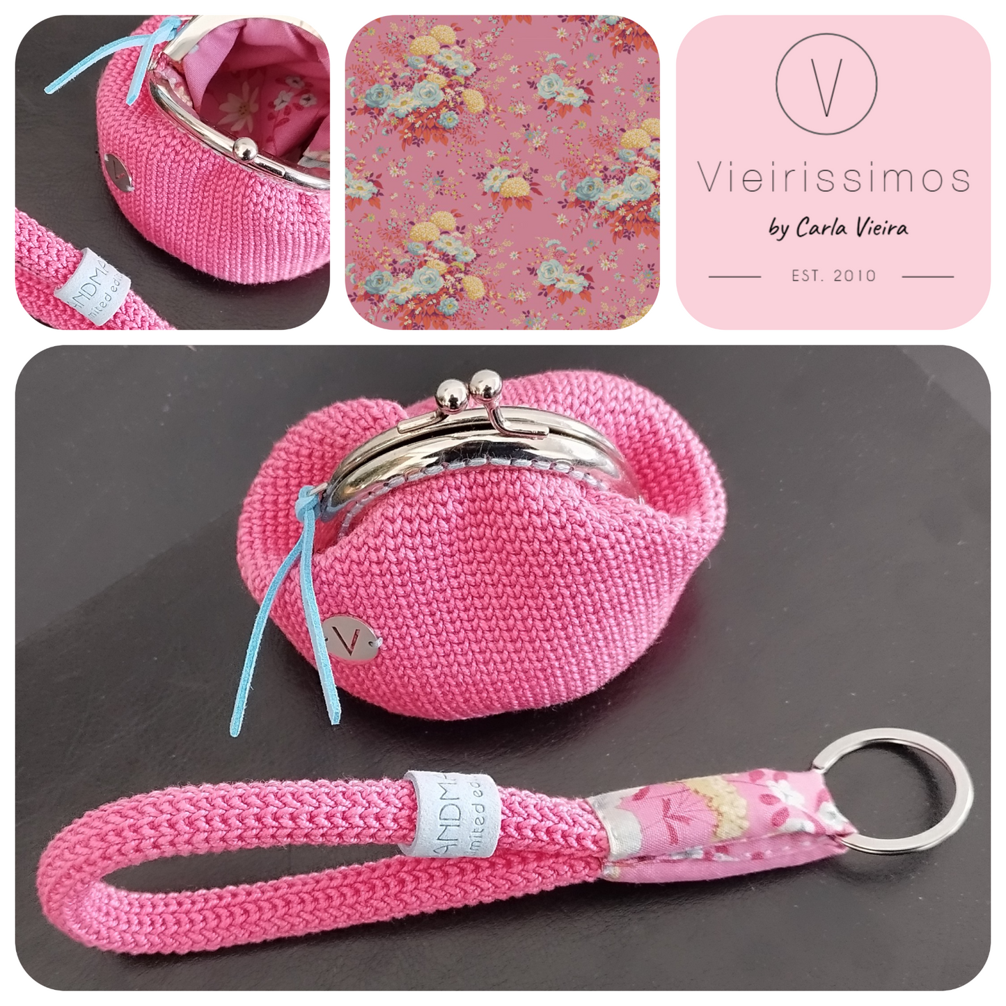 Duo 'Wildgarden Pink' — Porta‑chaves & Porta‑moedas