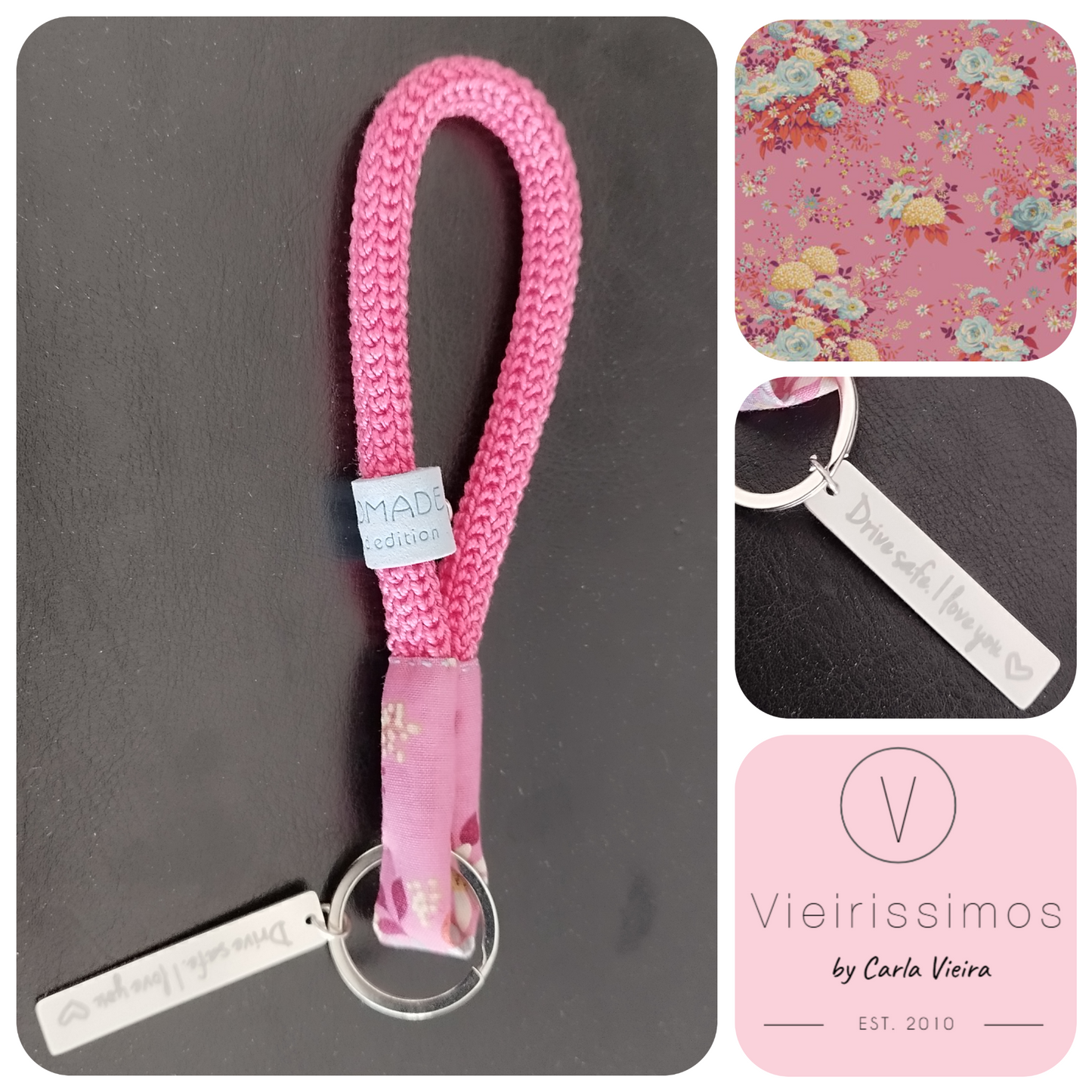 Porta-Chaves 'Wildgarden Pink' — Crochê & Algodão
