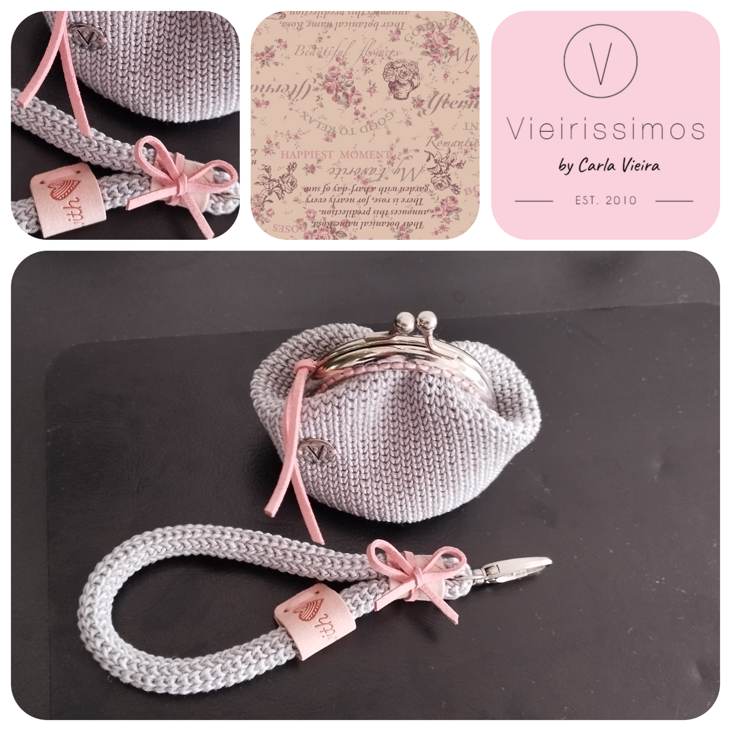 Duo 'Romantic Letter Pink' — Porta‑chaves & Porta Moedas