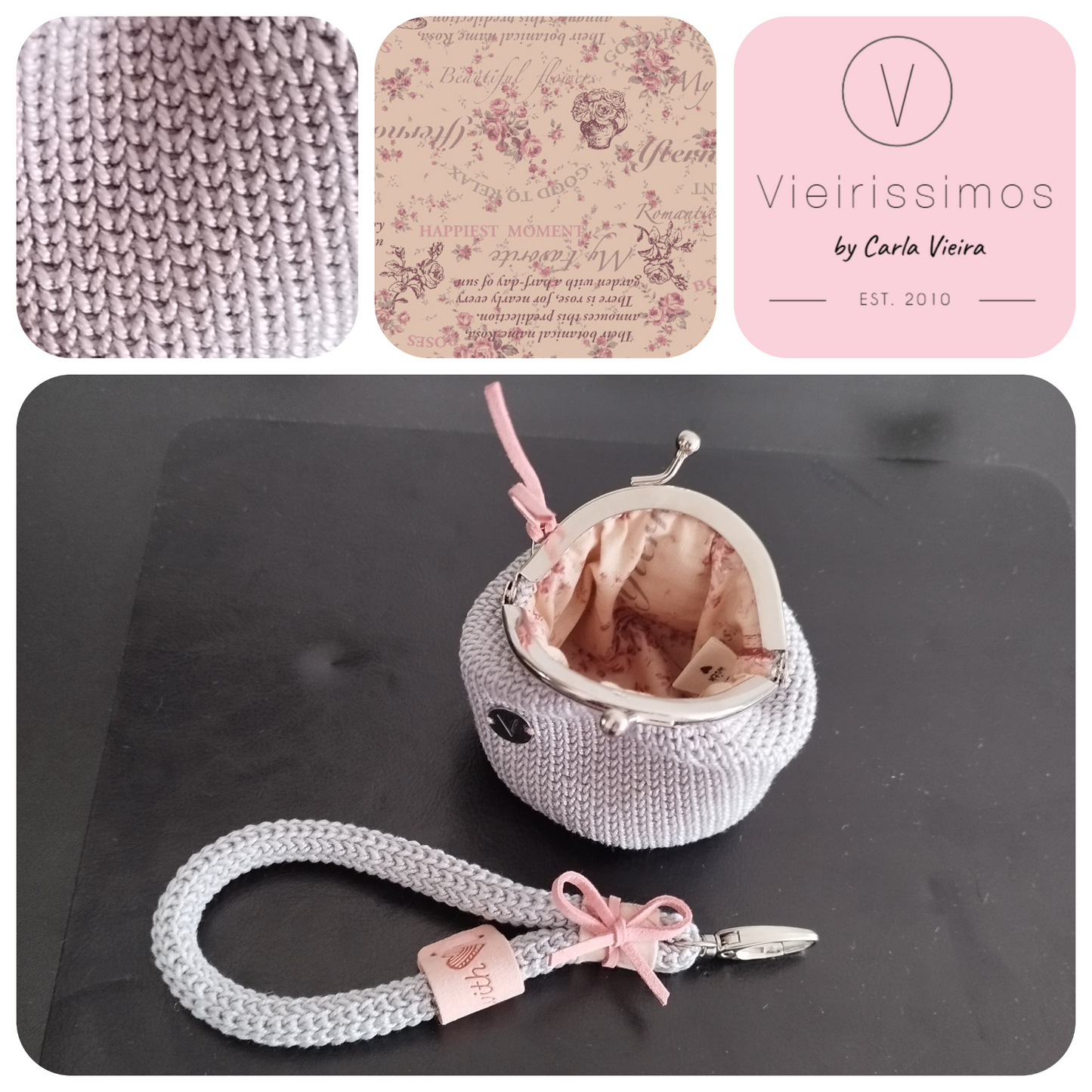 Duo 'Romantic Letter Pink' — Porta‑chaves & Porta Moedas