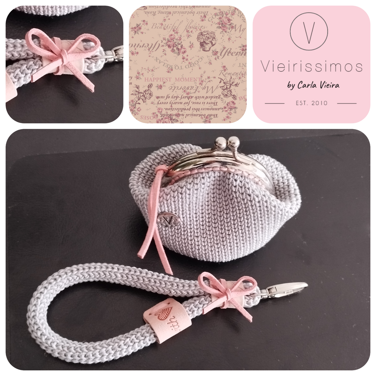 Duo 'Romantic Letter Pink' — Porta‑chaves & Porta Moedas