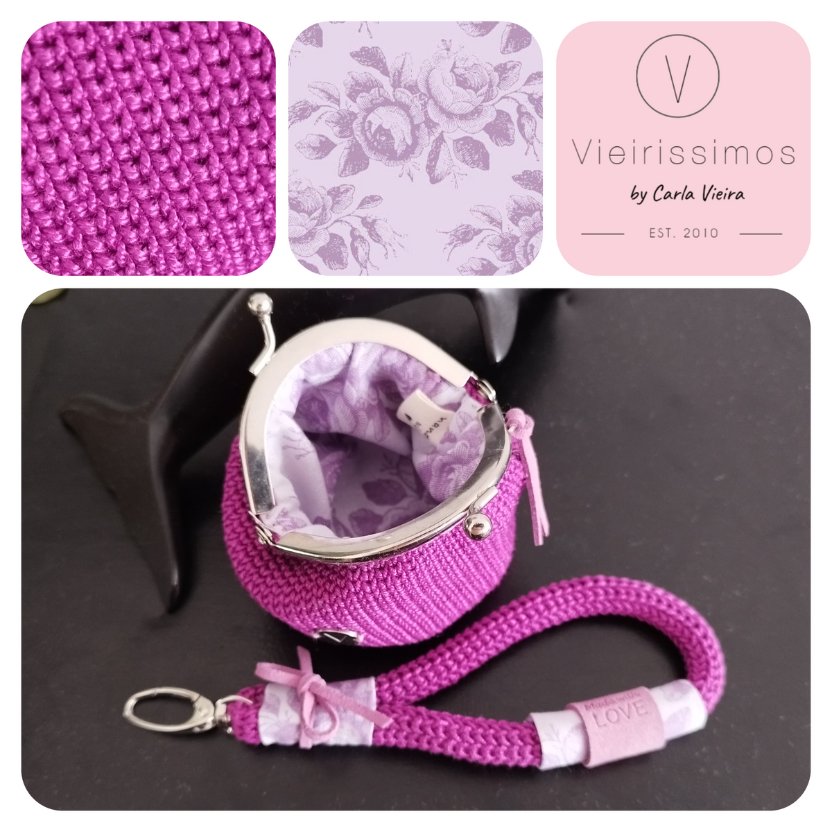 Duo Porta‑Moedas & Porta‑Chaves em Crochê –  'Lilac Mist' (Linha Delicate)
