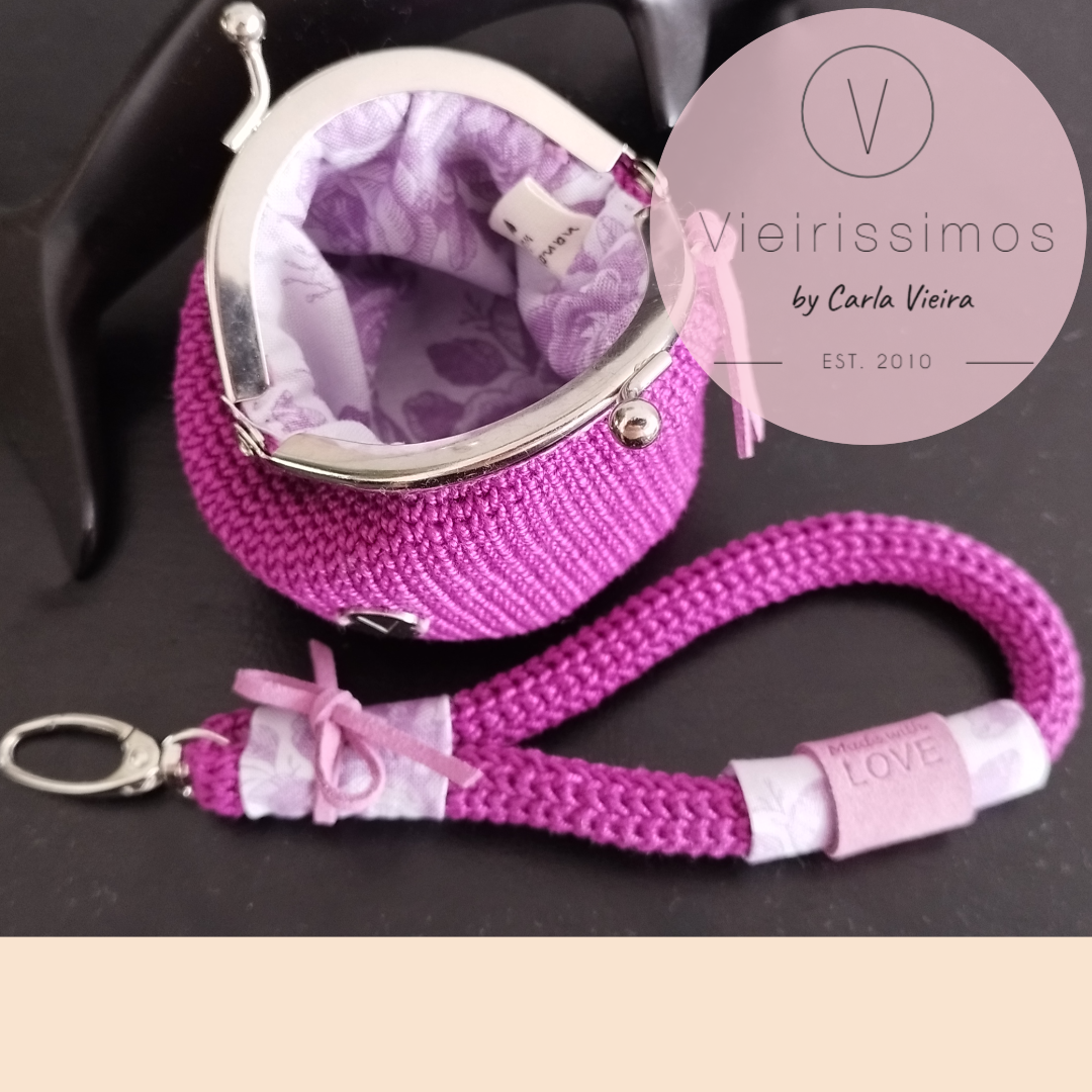 Duo Porta‑Moedas & Porta‑Chaves em Crochê –  'Lilac Mist' (Linha Delicate)