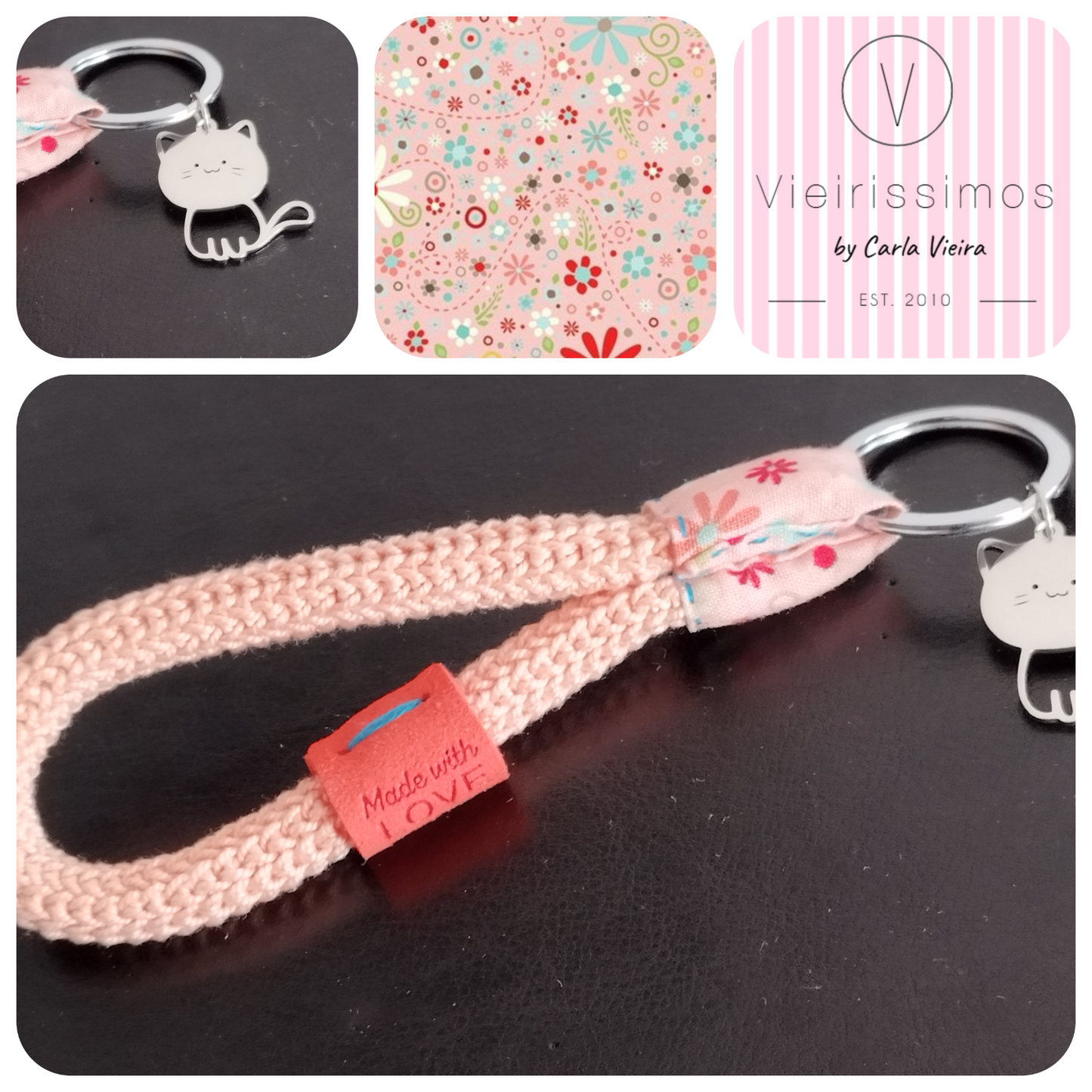 Porta-Chaves 'Coral Daisy' — Crochê & Algodão